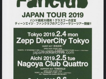 Teenage Fanclub 2019 Japan tour concert gig flyer handbill Online Sale