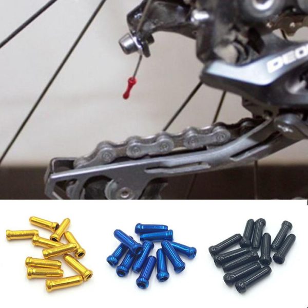 10 pcs lot MTB Mountain Road bike cycling bicycle aluminum brake cable tips crimps bicycle derailleur shift cable end caps Cheap