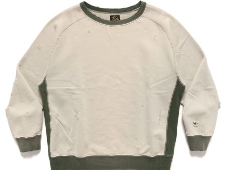 2-Tone Crew Neck Sweat Shirt - Cotton French Terry Beige Discount