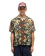 Silk Rayon Cotton-Flower WRANGLE Collar Aloha Brown Hot on Sale