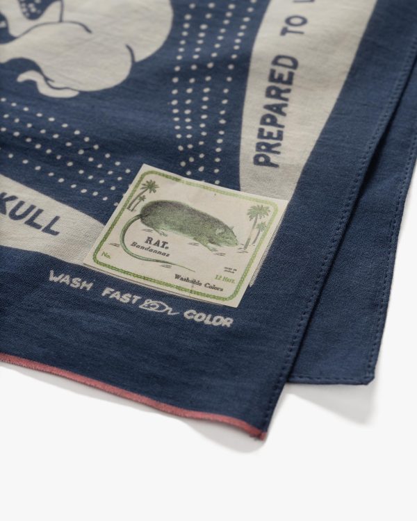 Fastcolor Selvedge Bandana (RAINSKULL NO WOMAN NO CRY) Navy on Sale