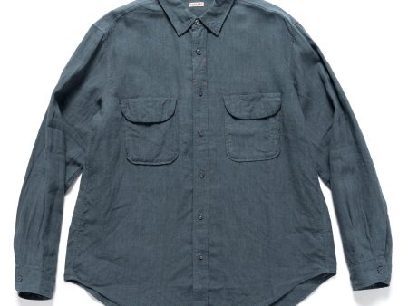 Linen CLIP Shirt Blue Grey on Sale