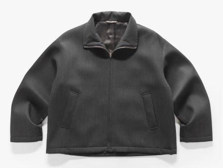 Sponge Wool Twill Zip Blouson Top Charcoal Hot on Sale