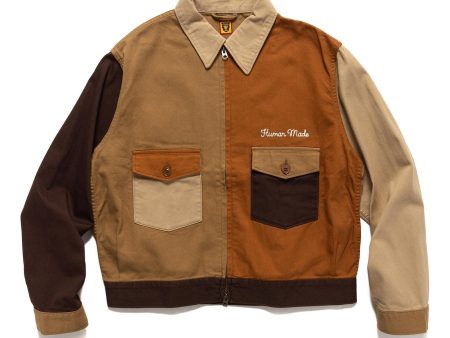 Zip-Up Work Jacket Brown For Cheap